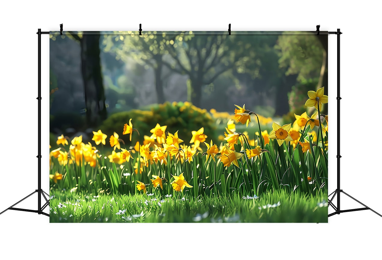 Backdrop Pet Sunny Garden Yellow Daffodils Backdrop UK LXX1-271