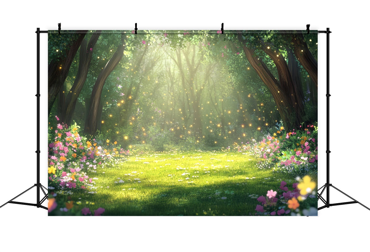 Pet Photography Backdrop Dreamy Forest Flowers Backdrop UK LXX1-272