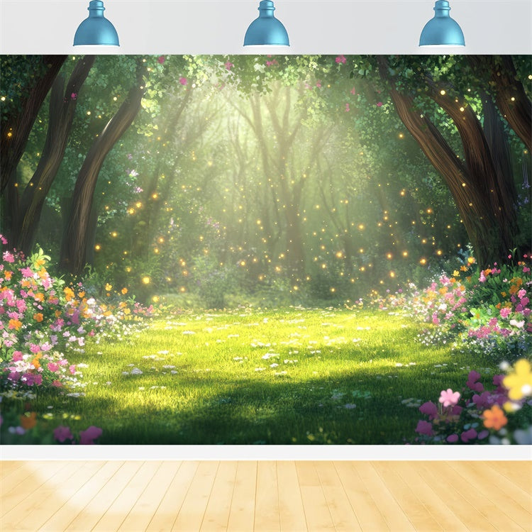 Pet Photography Backdrop Dreamy Forest Flowers Backdrop UK LXX1-272