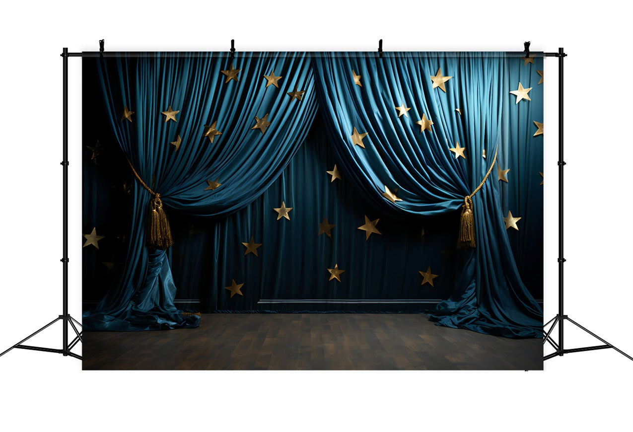 Pet Photo Backdrops Golden Star Blue Drapes Backdrop UK LXX1-277