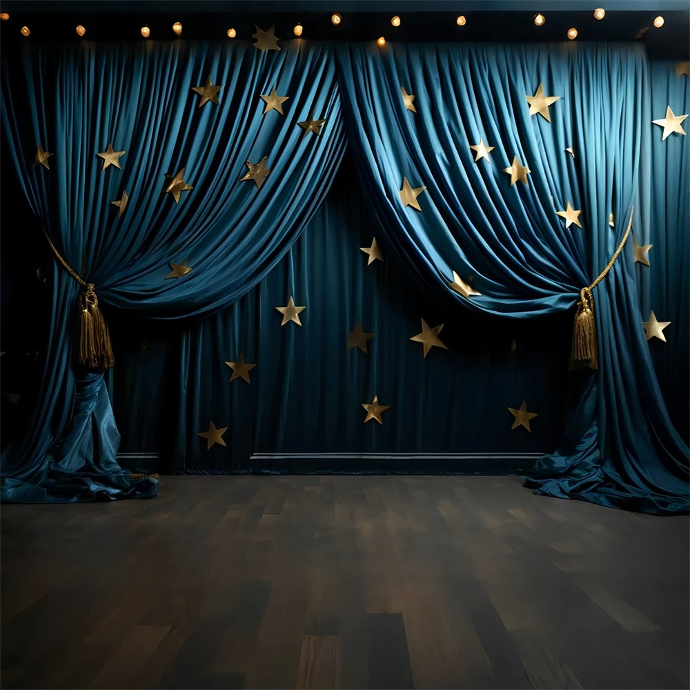 Pet Photo Backdrops Golden Star Blue Drapes Backdrop UK LXX1-277