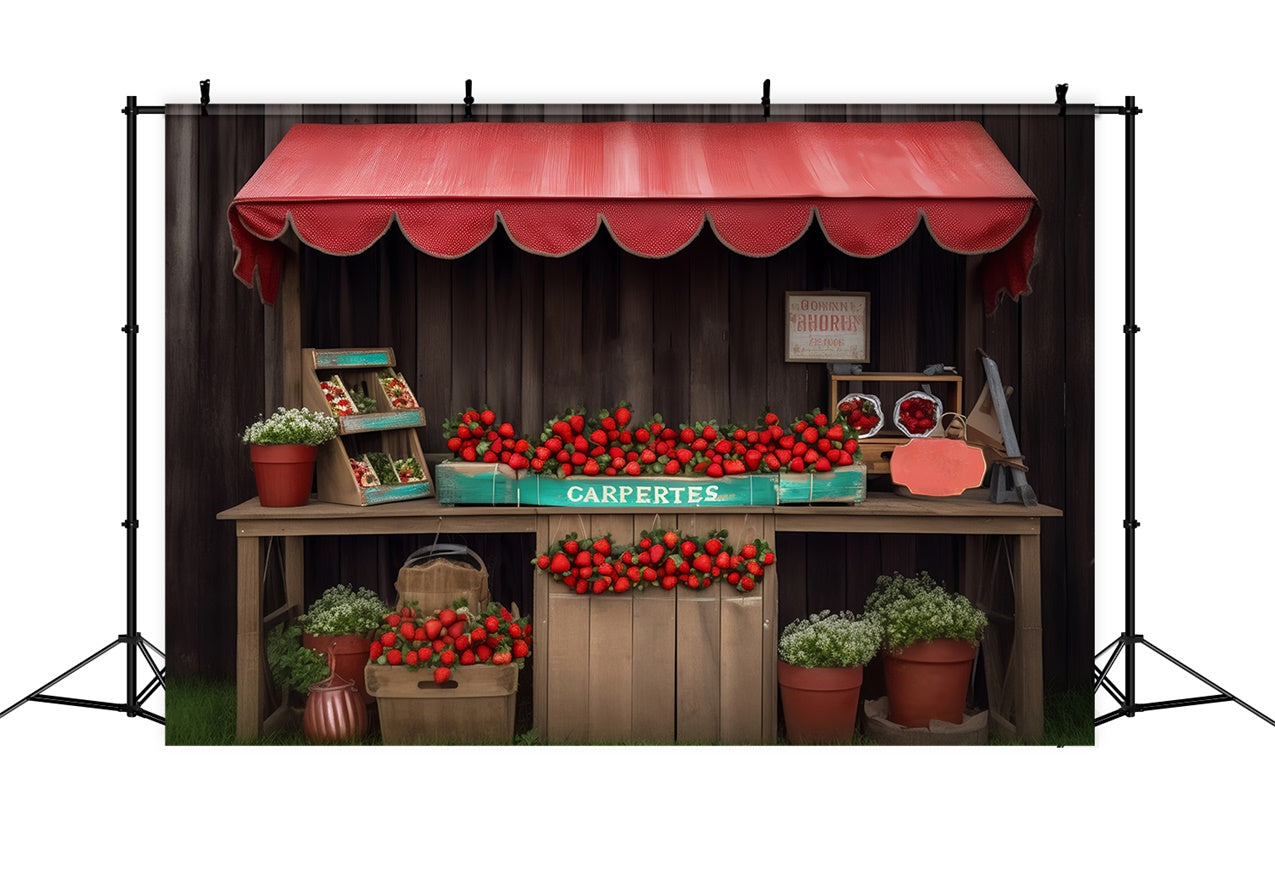 Pet Backdrops Rustic Strawberry Stand Market Backdrop UK LXX1-286