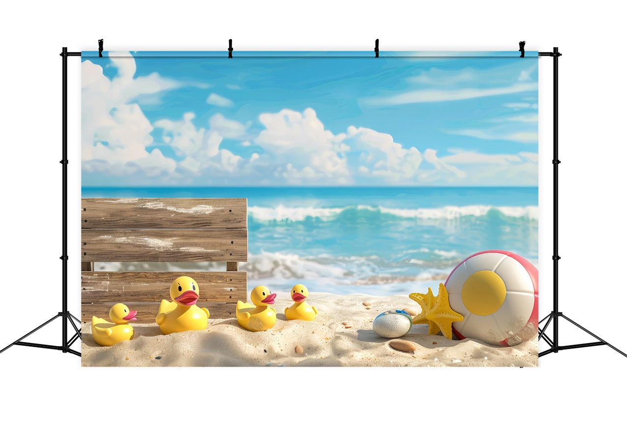 Pet Backdrops Summer Beach Duck Family Backdrop UK LXX1-294