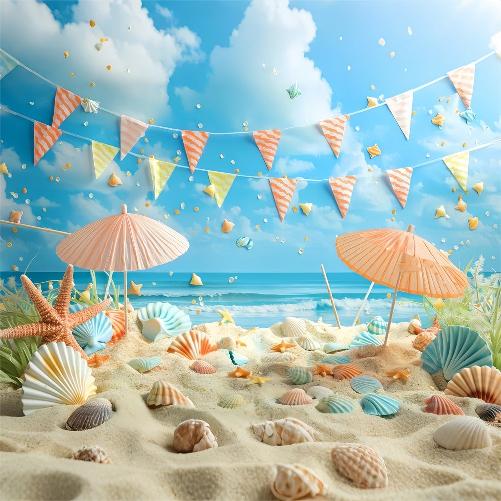 Pet Photo Backdrops Seashells Beach Party Scene Backdrop UK LXX1-295