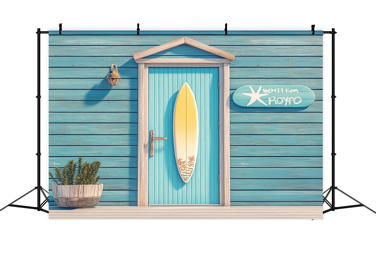 Pet Photography Backdrop Seaside Blue Door Surfboard Backdrop UK LXX1-296