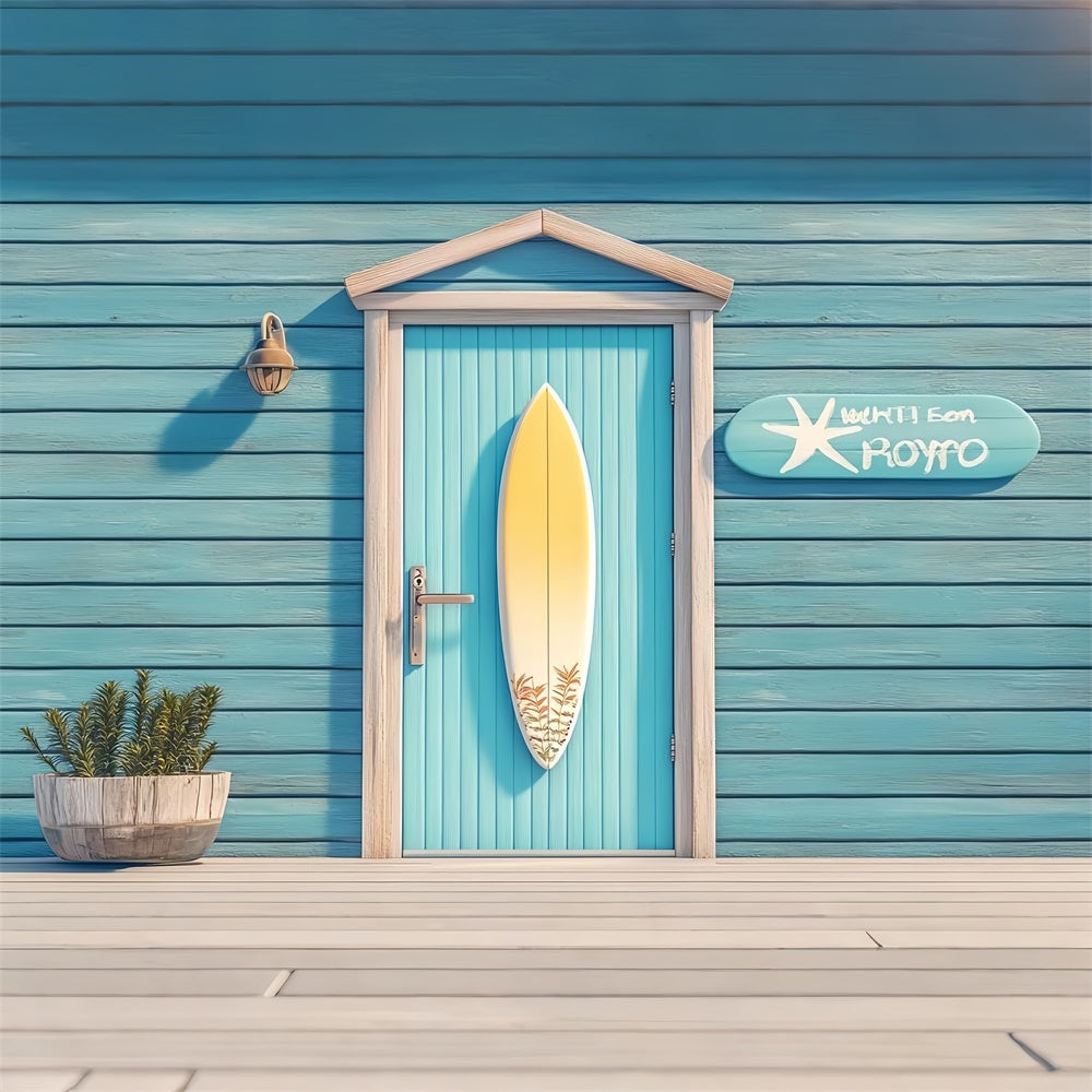 Pet Photography Backdrop Seaside Blue Door Surfboard Backdrop UK LXX1-296