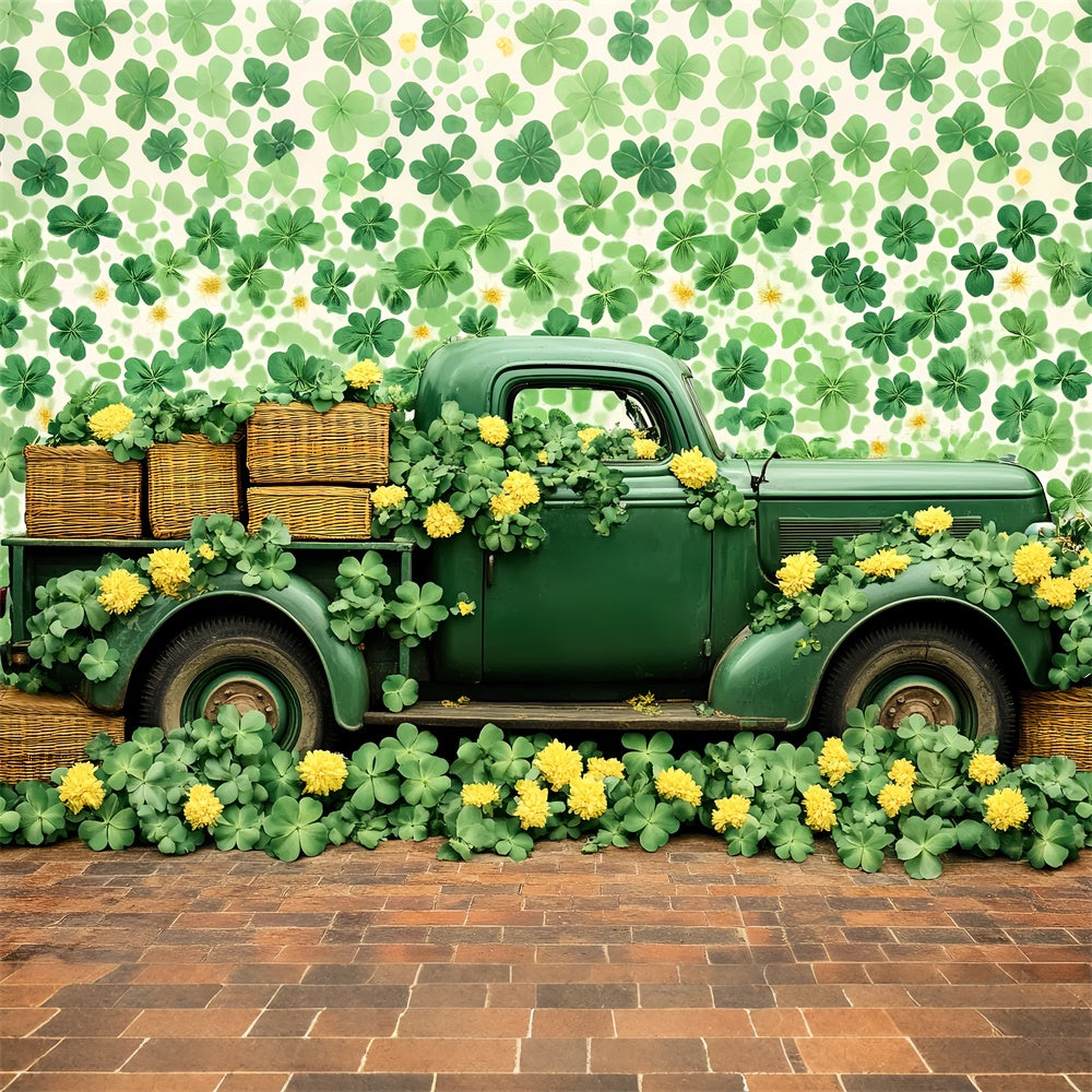 St Patrick's Day Backdrops Vintage Truck Shamrock Backdrop UK LXX1-37