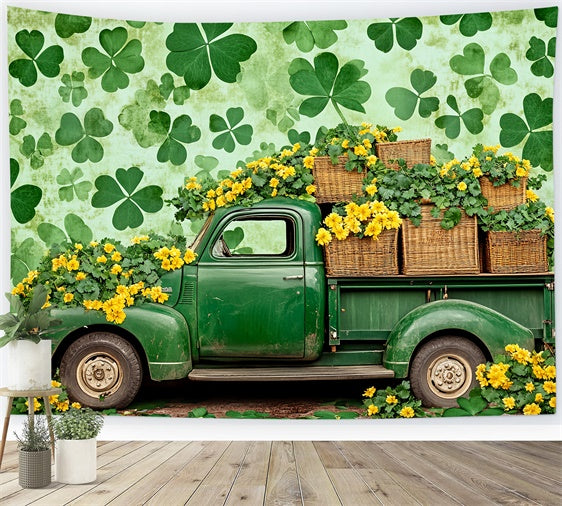 St Patrick Backdrop Yellow Blossoms Vintage Truck Backdrop UK LXX1-38