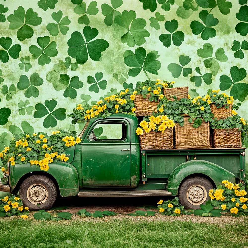 St Patrick Backdrop Yellow Blossoms Vintage Truck Backdrop UK LXX1-38