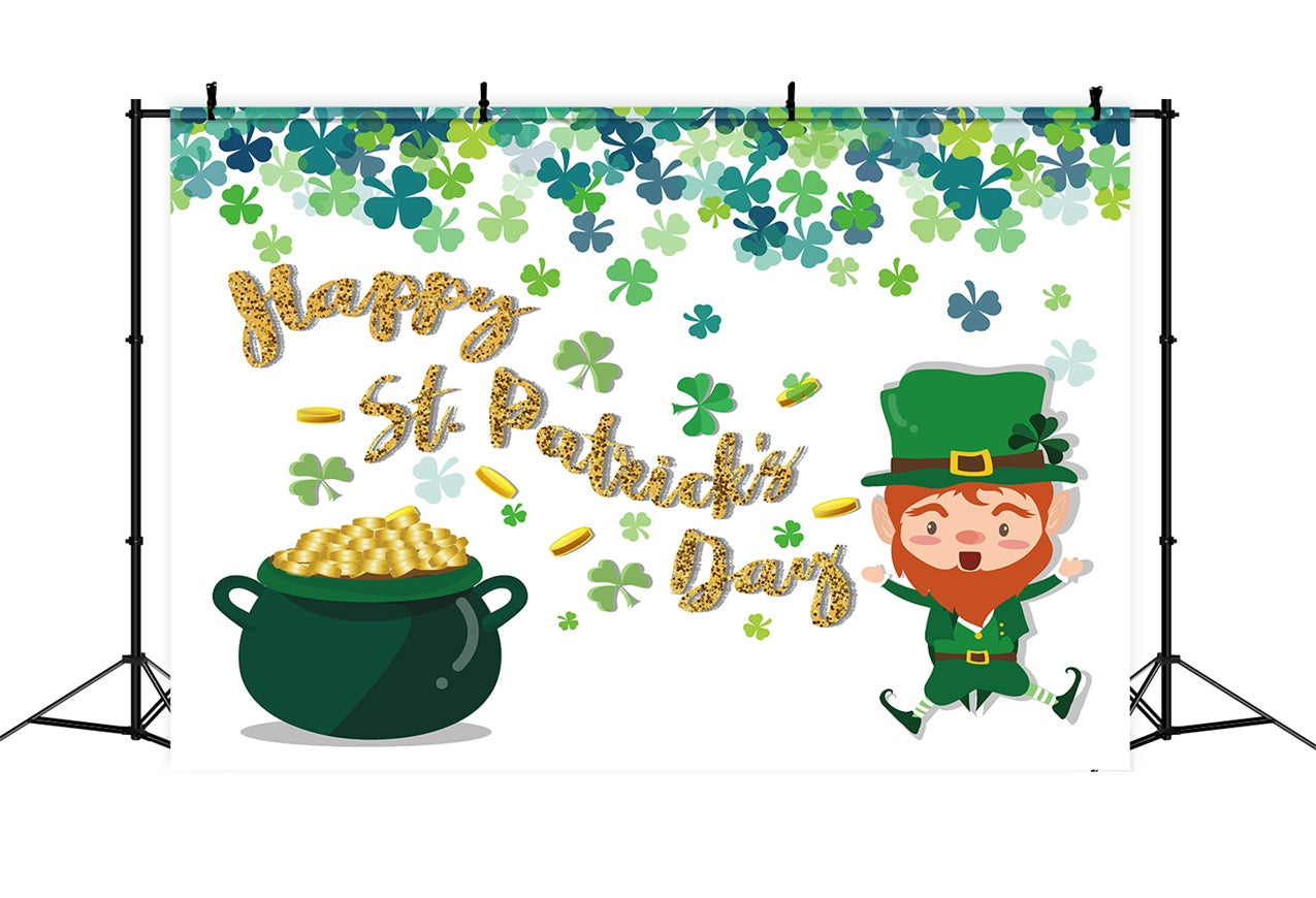 St Patrick's Backdrop Gold Coins Shamrock Celebration Backdrop UK LXX1-39