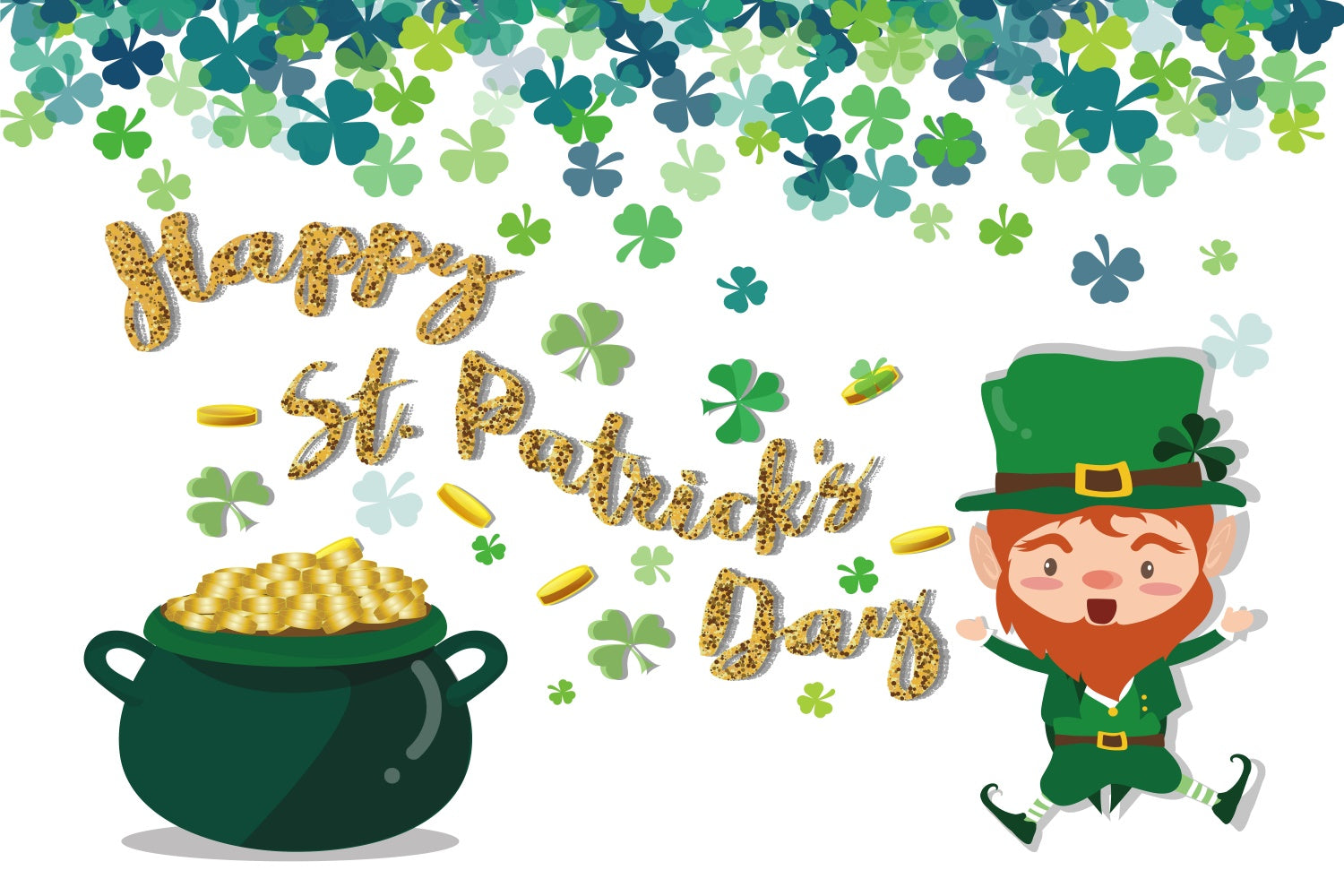 St Patrick's Backdrop Gold Coins Shamrock Celebration Backdrop UK LXX1-39