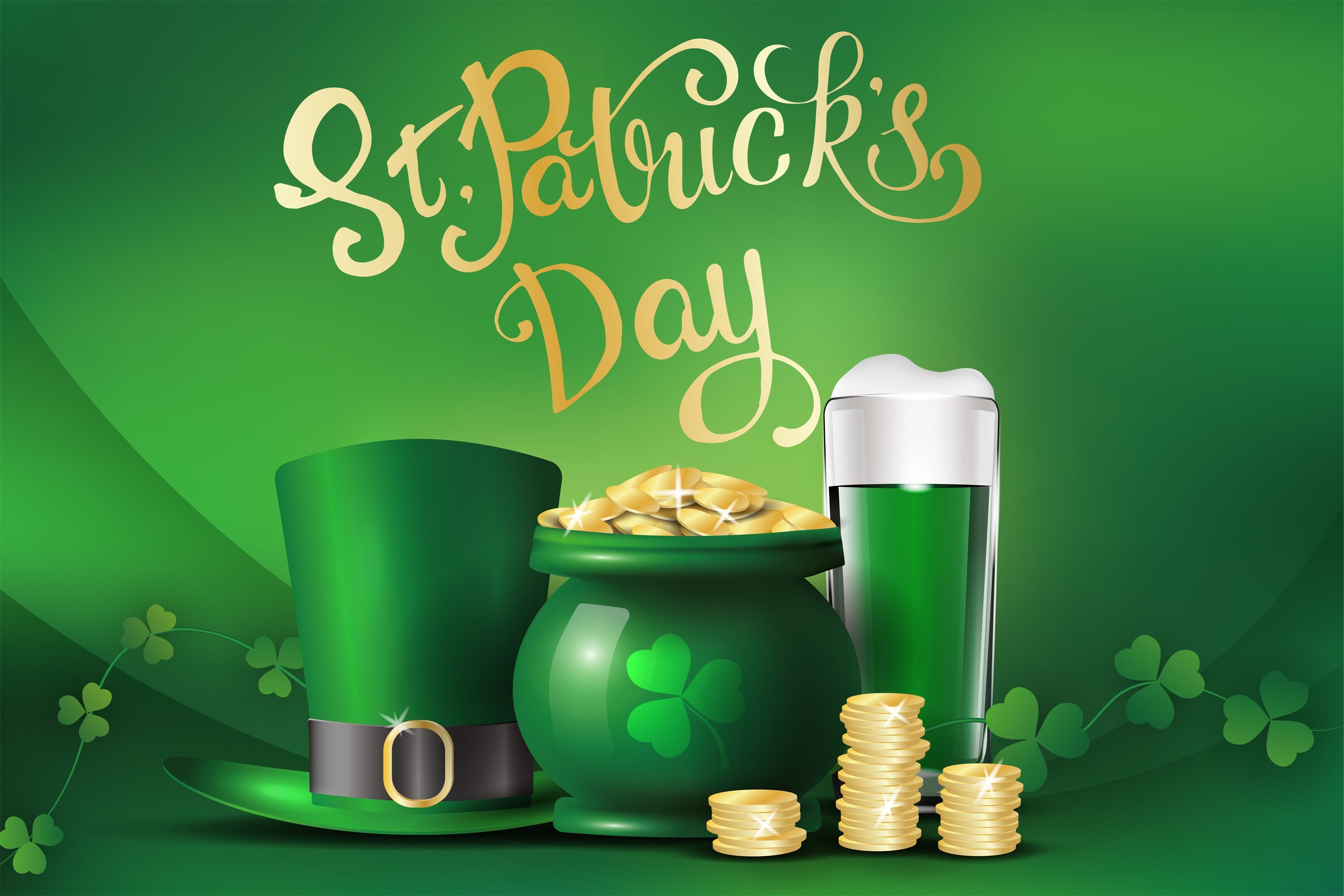 St Patricks Day Photo Backdrop Hat Beer Gold Coins Backdrop UK LXX1-40