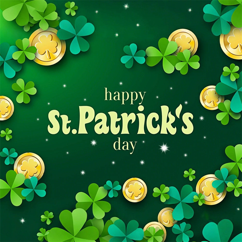 St Patrick's Backdrop Sparkling Coins Shamrock Green Backdrop UK LXX1-41