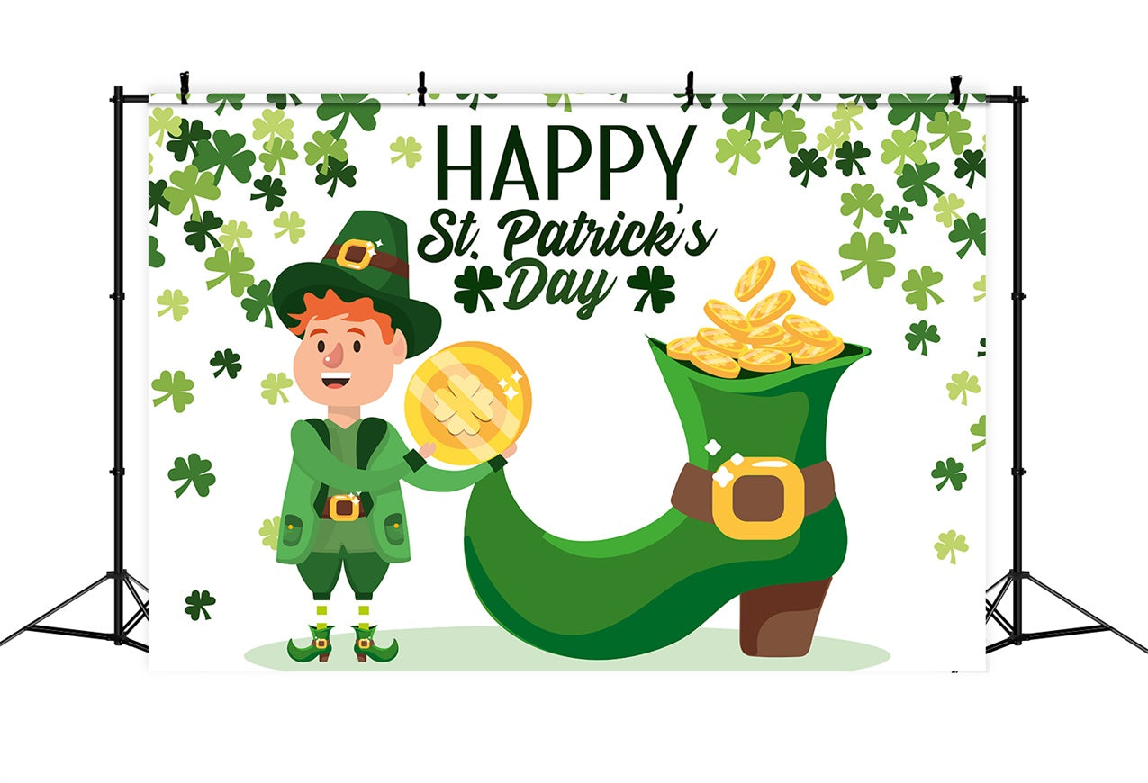 St Patrick's Day Backdrops Shamrock Lucky Boot Backdrop UK LXX1-43