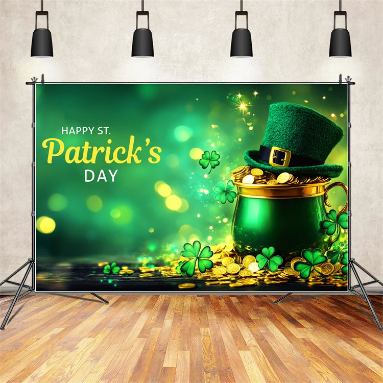 St Patrick's Day Backdrop Festive Clover Golden Coins Backdrop UK LXX1-44