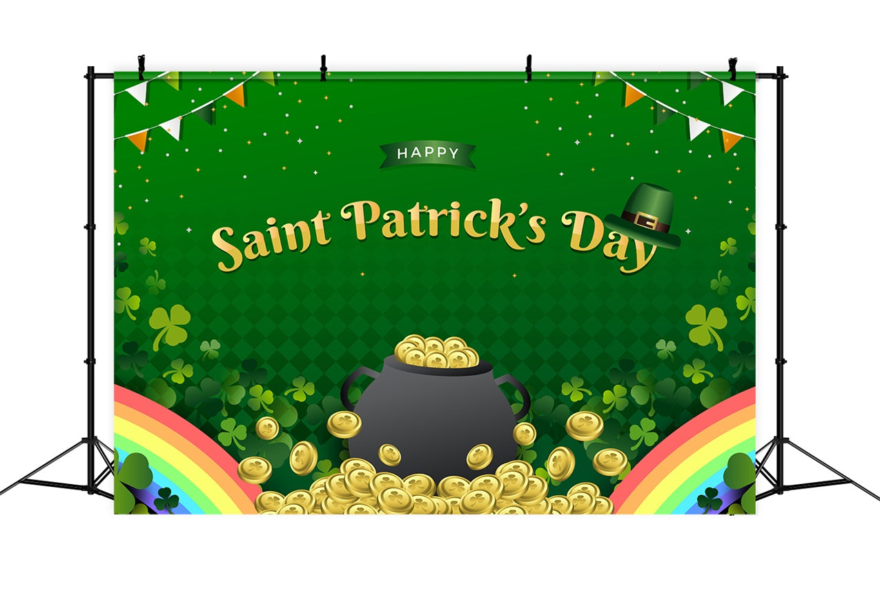 St Patricks Day Photo Backdrop Golden Coins Shamrock Backdrop UK LXX1-46