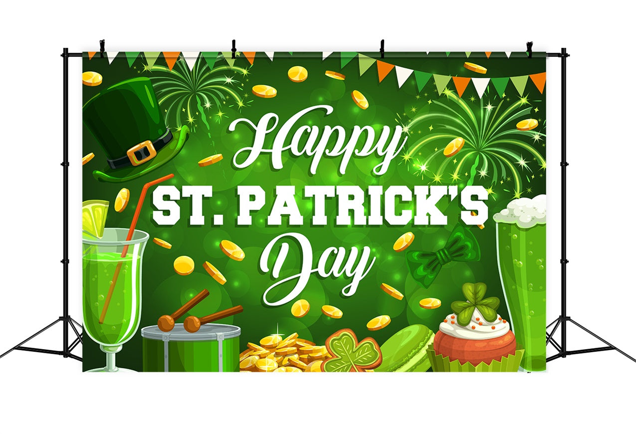 St Patrick Backdrop Festive Green Dessert Coins Backdrop UK LXX1-48