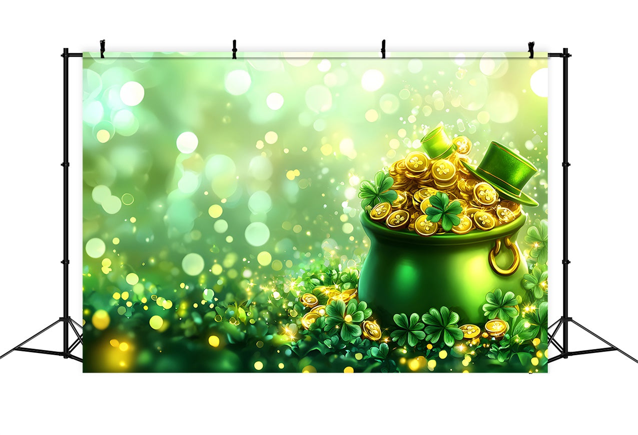 St Patricks Day Backdrops Golden Coins Clover Glow Backdrop UK LXX1-51