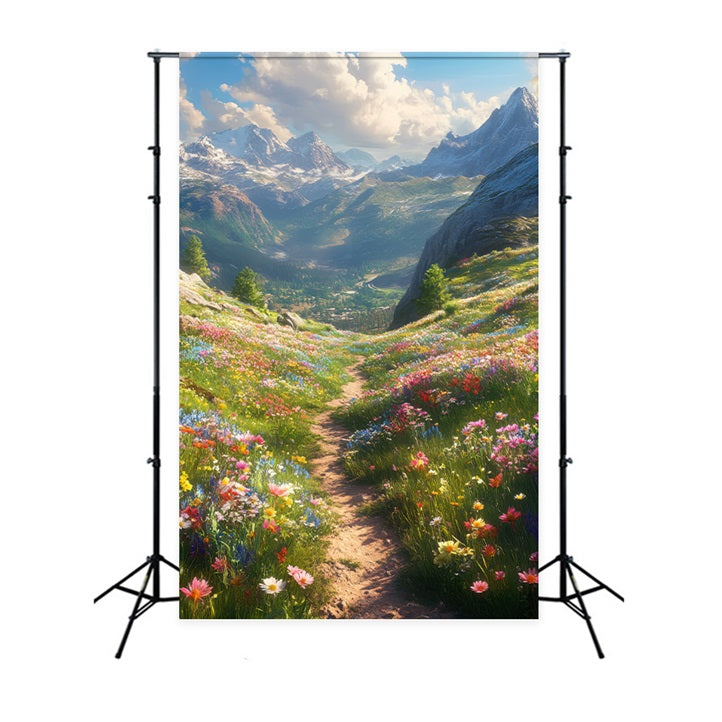 Spring Backdrop Vibrant Valley Blooming Fields Backdrop UK LXX1-59