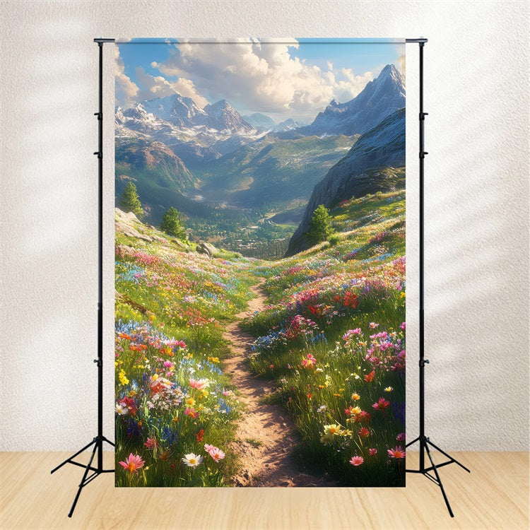 Spring Backdrop Vibrant Valley Blooming Fields Backdrop UK LXX1-59