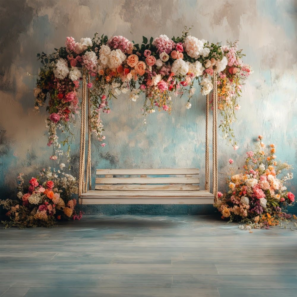 Spring Backdrop Ideas Rustic Swing Floral Backdrop UK LXX1-65