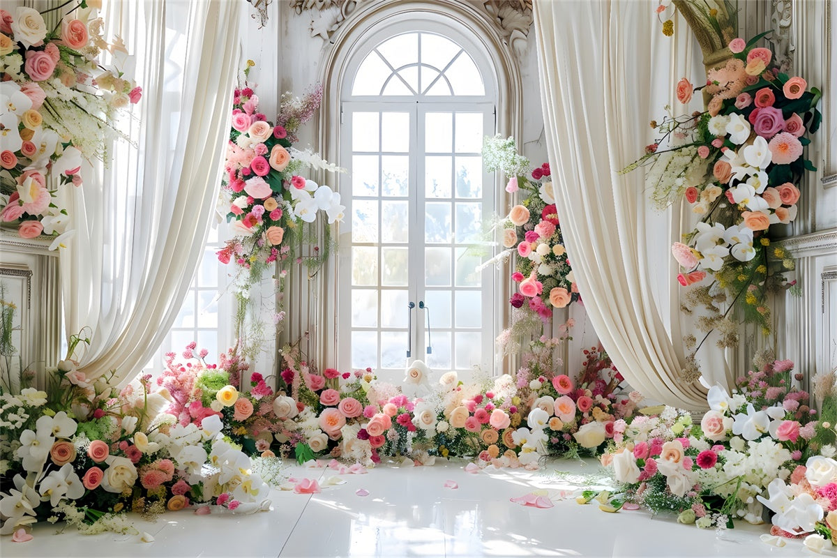 Backdrops For Spring Blooming Rose Elegant Window Backdrop UK LXX2-38