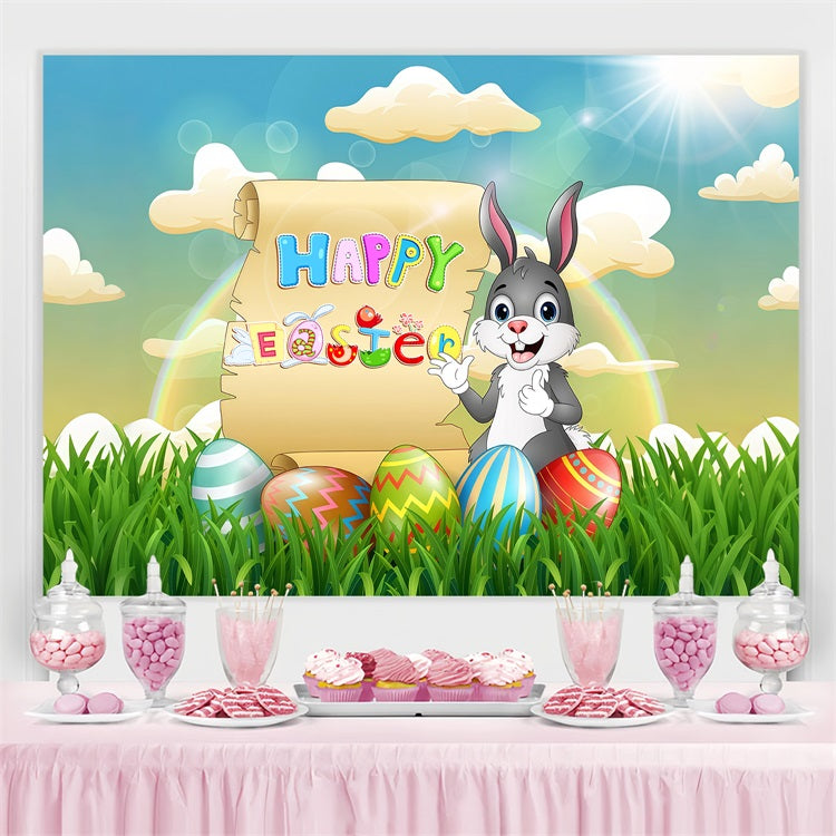 Easter Backdrop Ideas Happy Scroll Bunny Personalized Backdrop UK LXX3-100