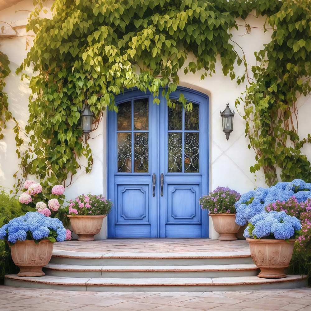 Backdrops For Mothers Day Blue Door Hydrangea Backdrop UK LXX3-51