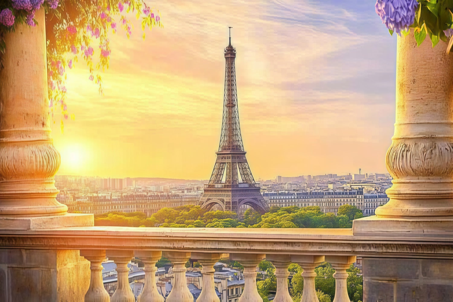 Mothers Day Picture Backdrop Sunset Eiffel Tower Backdrop UK LXX3-52