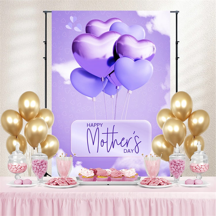 Backdrop For Mothers Day Purple Heart Balloon Custom Backdrop UK LXX3-63