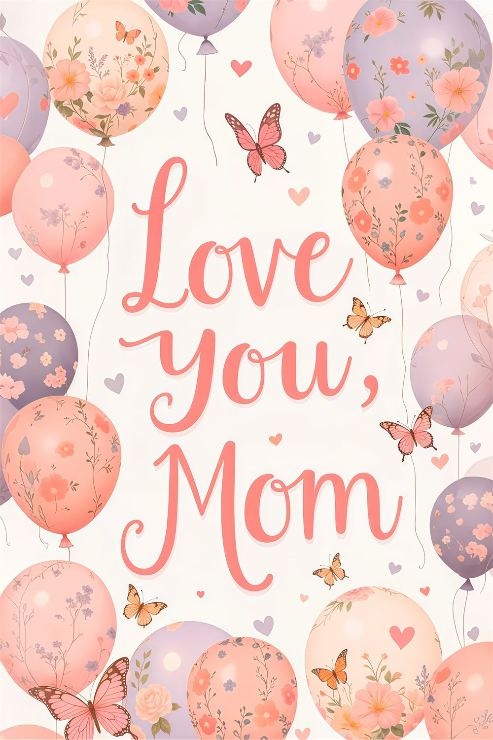 Mother's Day Backdrop Warm Floral Balloon Customized Backdrop UK LXX3-64
