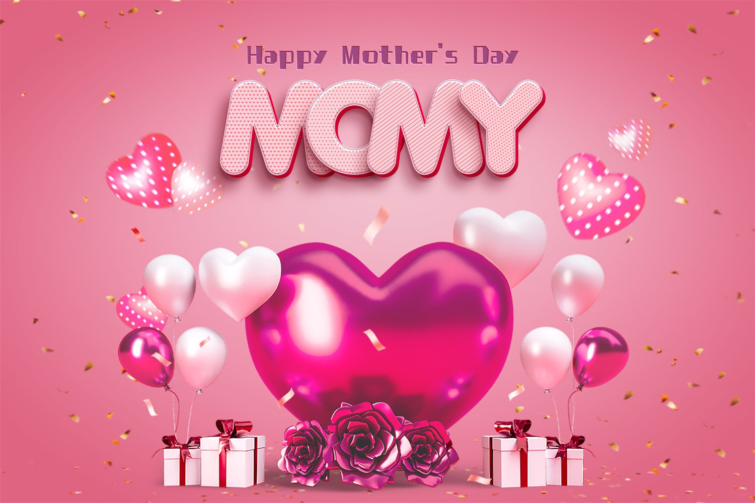 Backdrops For Mother's Day Charming Balloons Rose Custom Backdrop UK LXX3-66
