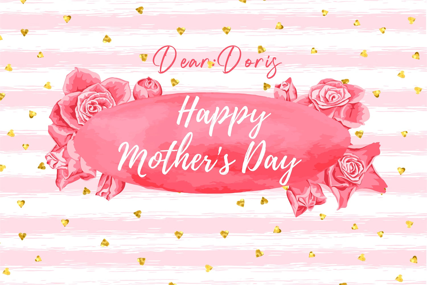 Mother's Day Backdrop Ideas Pink Striped Floral Customized Backdrop UK LXX3-68