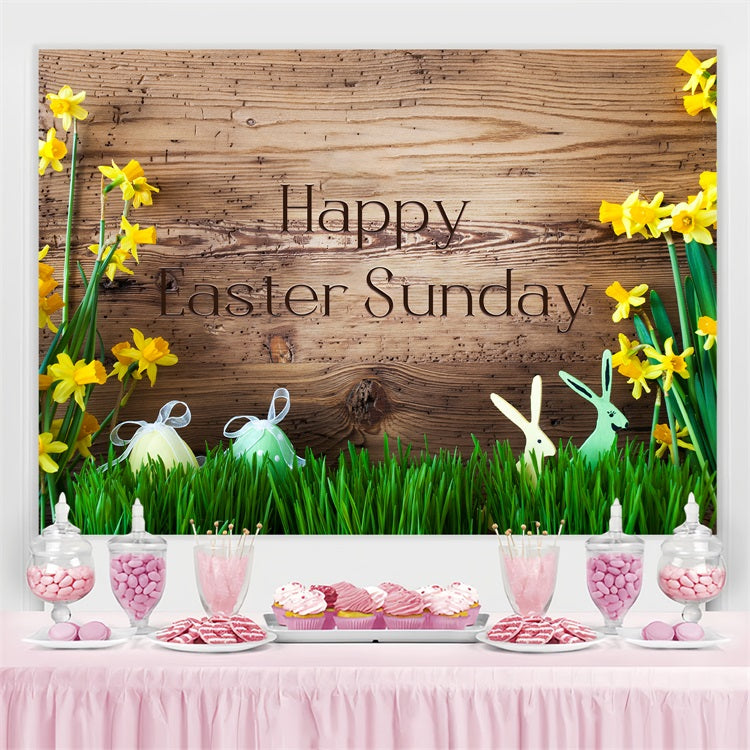 Easter Photo Backdrops Rustic Wood Daffodil Personalized Backdrop UK LXX3-92