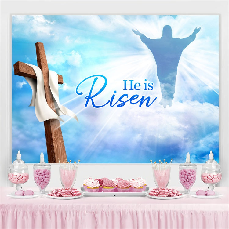 Christian Easter Backdrop Blue Sky Cross Religious Custom Backdrop UK LXX3-93