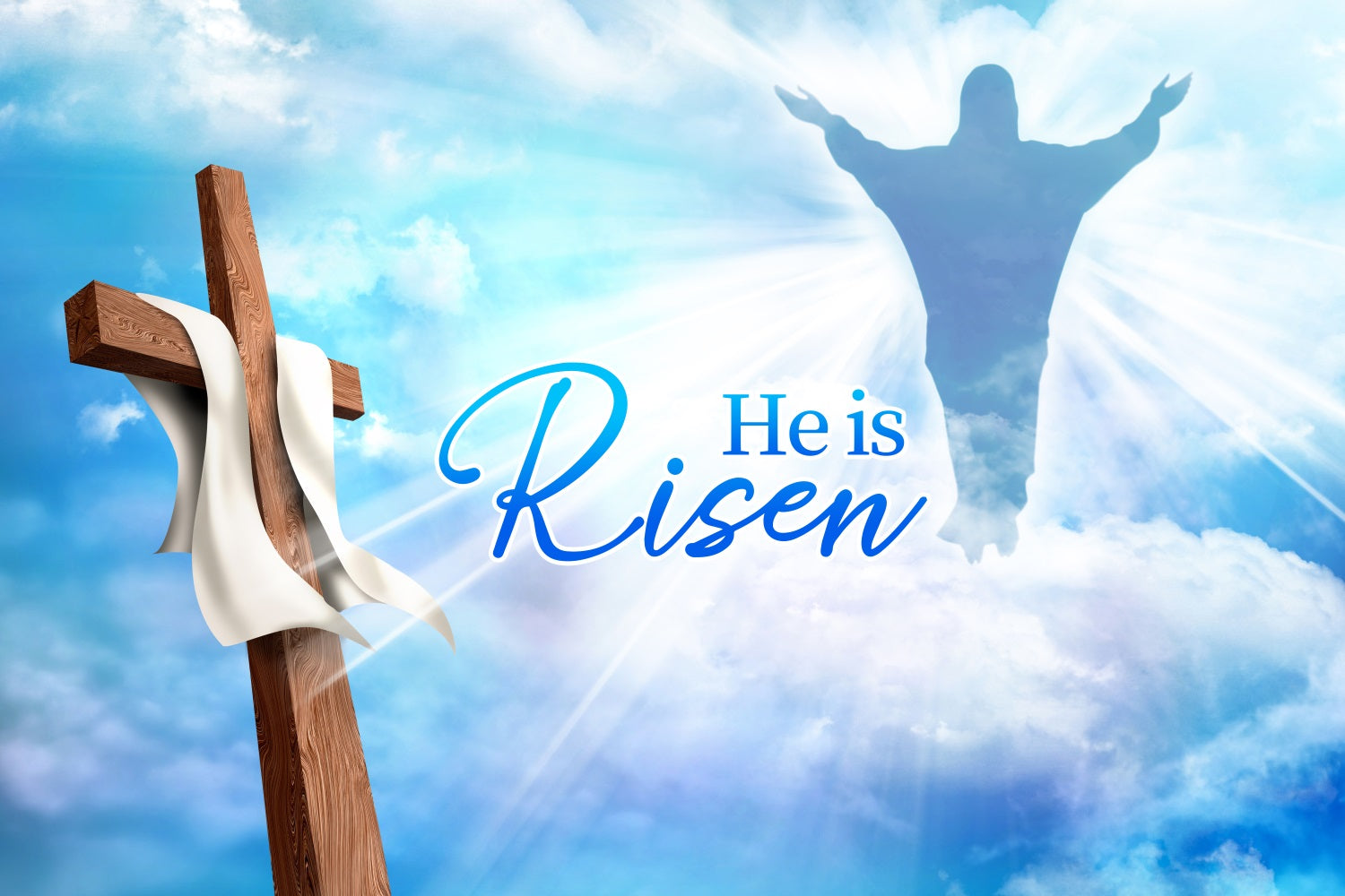 Christian Easter Backdrop Blue Sky Cross Religious Custom Backdrop UK LXX3-93