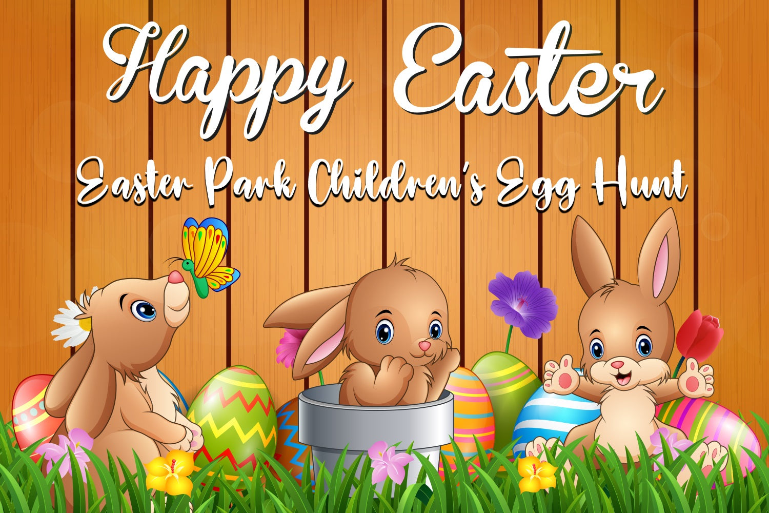 Easter Bunny Backdrop Cartoon Bunny Wooden Personalised Backdrop UK LXX3-99
