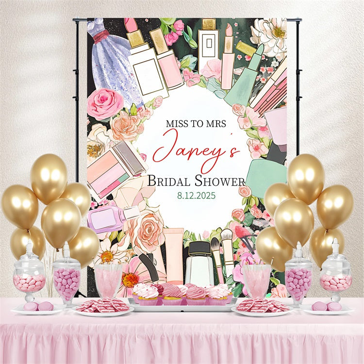 Bridal Shower Photo Backdrop Elegant Makeup Floral Custom Backdrop UK LXX4-107