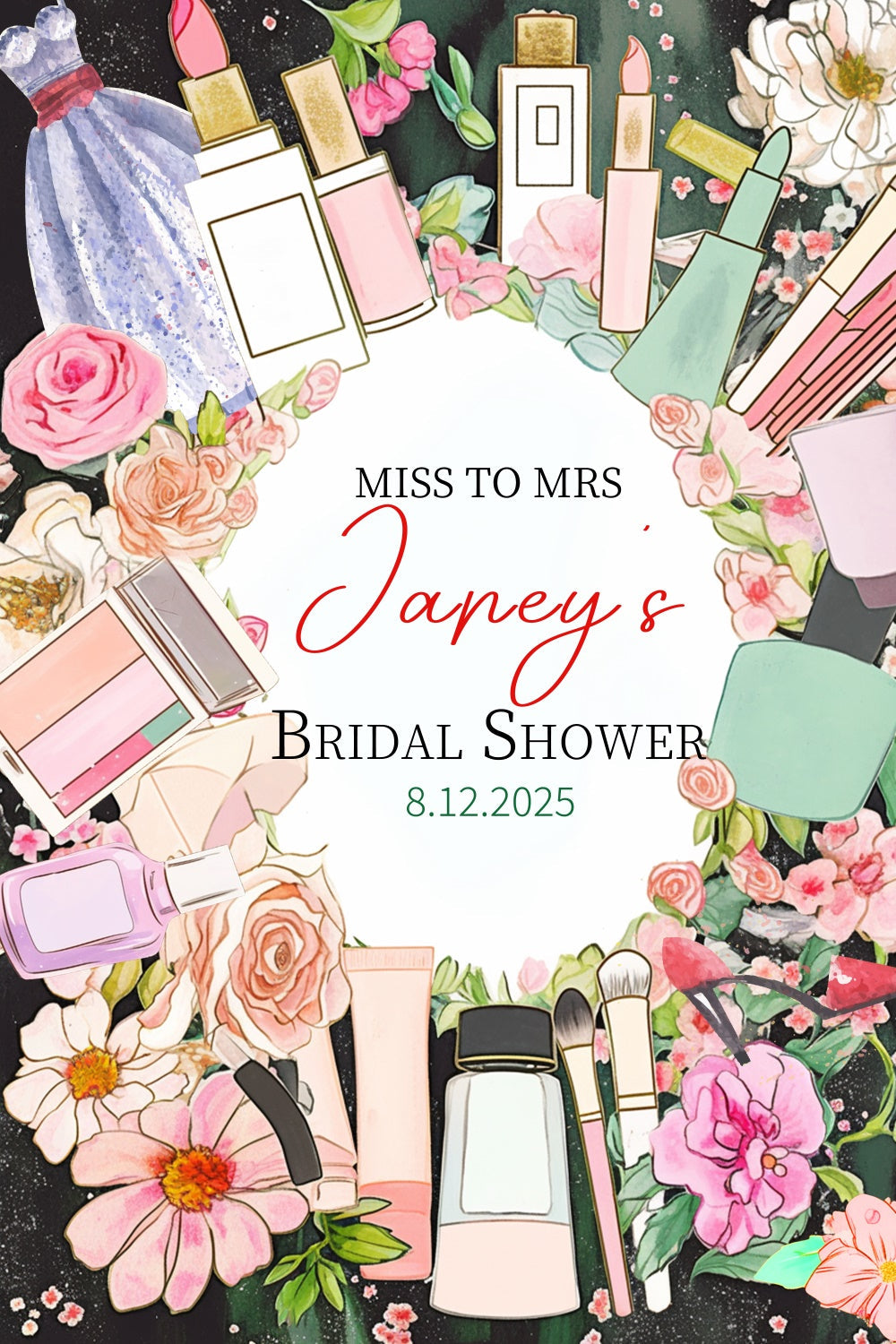 Bridal Shower Photo Backdrop Elegant Makeup Floral Custom Backdrop UK LXX4-107