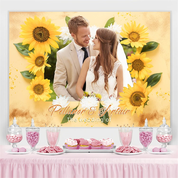 Custom Wedding Photo Backdrops Bright Sunflower Backdrop UK LXX4-108