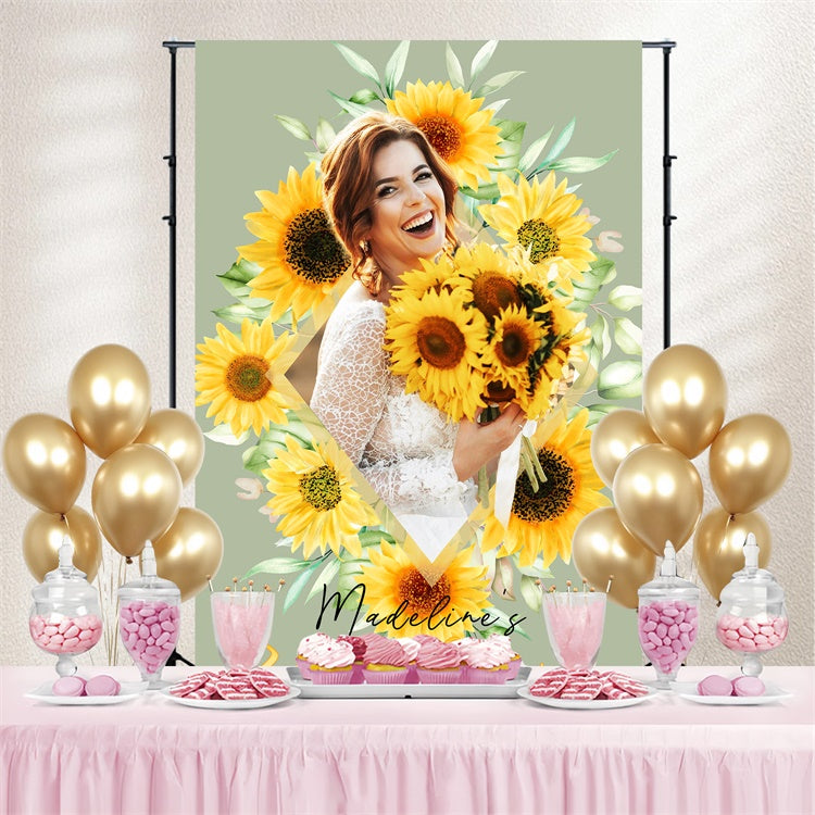 Backdrop For Bridal Shower Rustic Sunflower Custom Backdrop UK LXX4-109