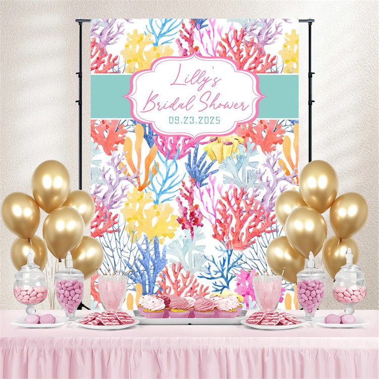 Bridal Shower Backdrop Ideas Colorful Reef Personalized Backdrop UK LXX4-110
