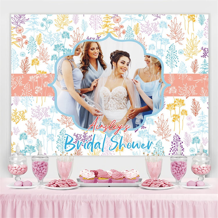 Backdrop For Bridal Shower Photos Sea Flora Pastel Custom Backdrop UK LXX4-111