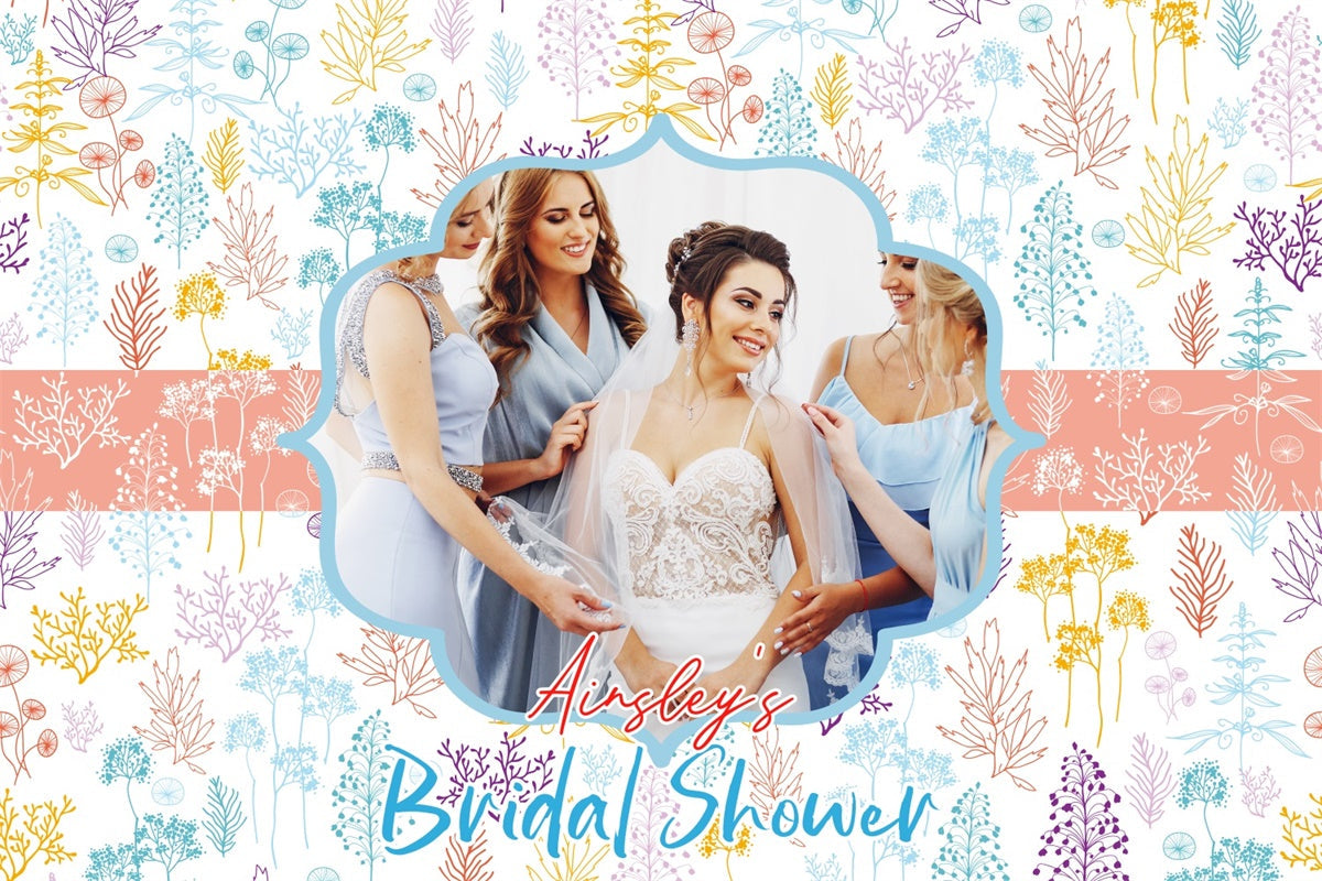 Backdrop For Bridal Shower Photos Sea Flora Pastel Custom Backdrop UK LXX4-111
