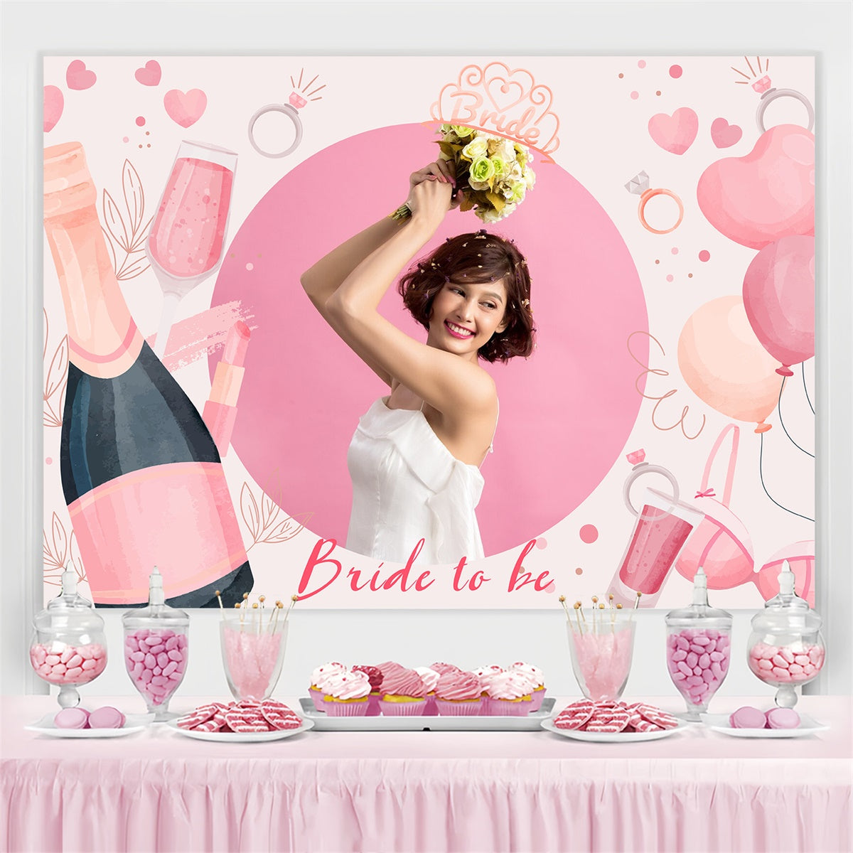 Custom Backdrop For Wedding Balloon Champagne Backdrop UK LXX4-113