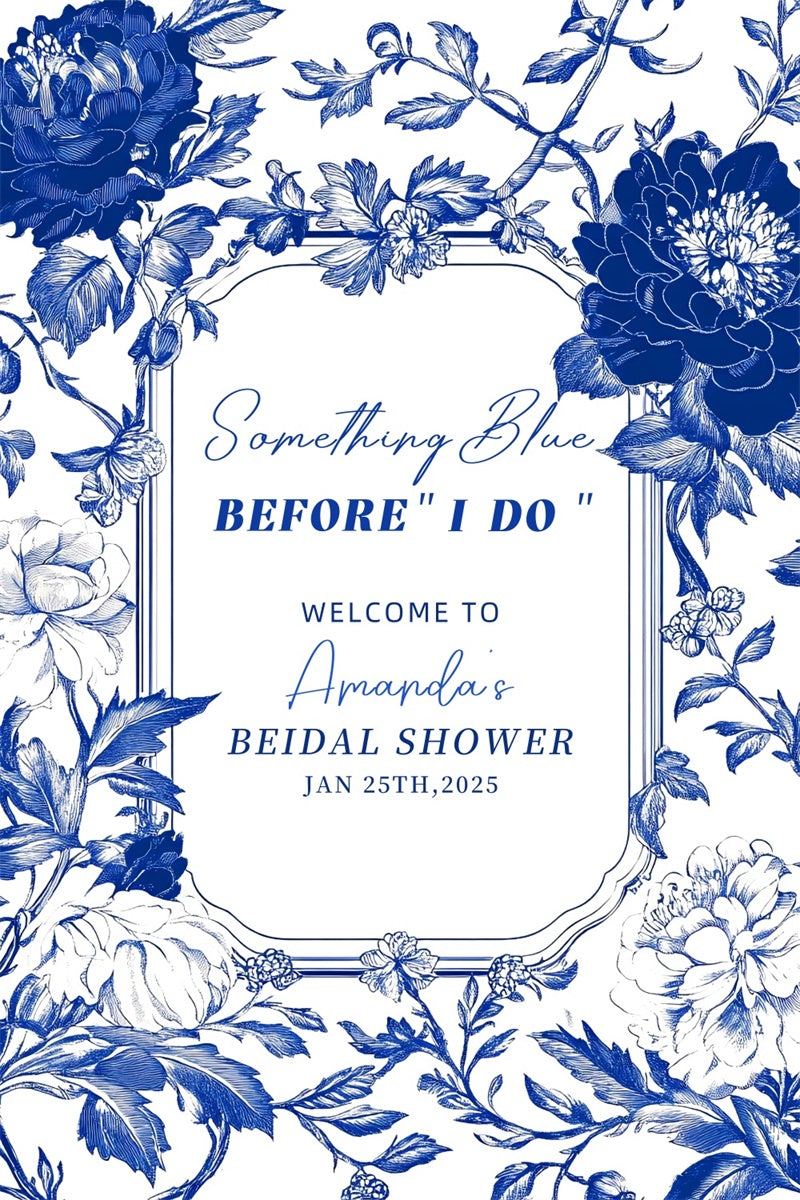 Bridal Shower Backdrop Ideas Blue Toile Pattern Customized Backdrop UK LXX4-118