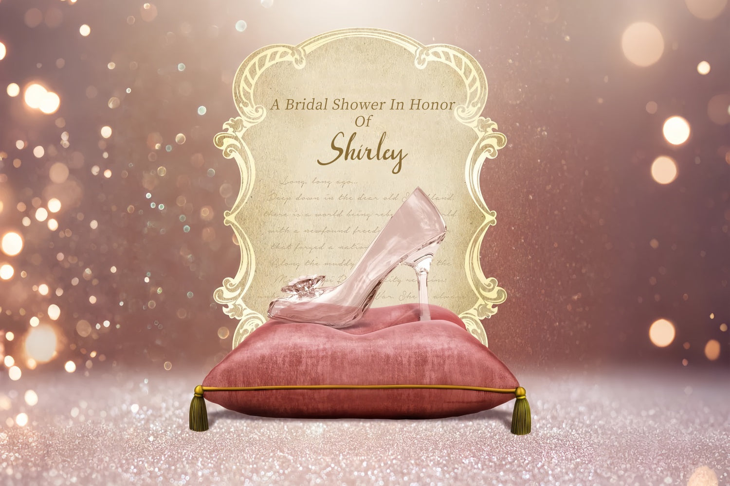 Bridal Shower Backdrop Ideas Fairy Tale Glass Slipper Custom Backdrop UK LXX4-120