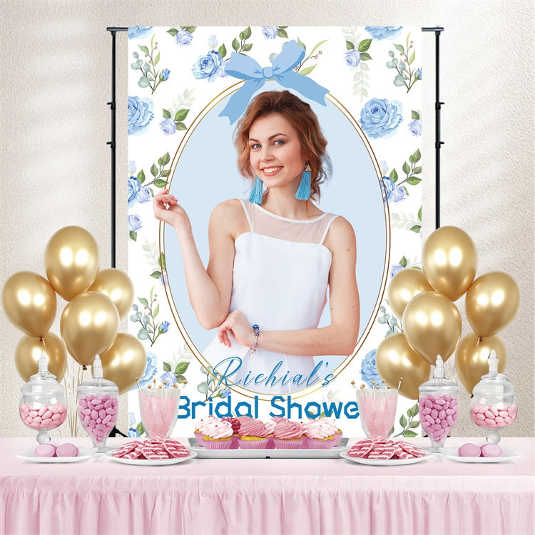 Backdrop For Bridal Shower Pastel Blue Rose Customized Backdrop UK LXX4-127