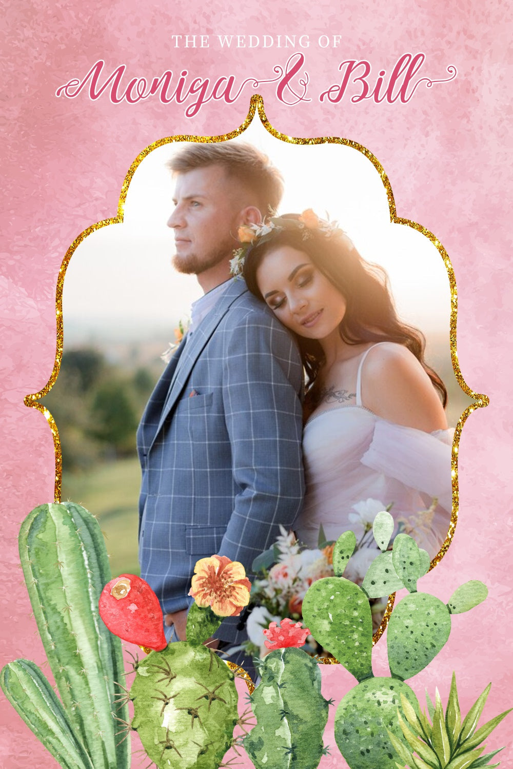 Custom Backdrop For Wedding Cactus Garden Love Backdrop UK LXX4-132