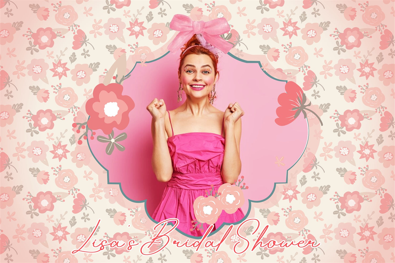 Backdrops For Bridal Shower Playful Pink Garden Customized Backdrop UK LXX4-133